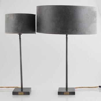 A pair of "Pewter" table lamps with different lampshades from Artwood.