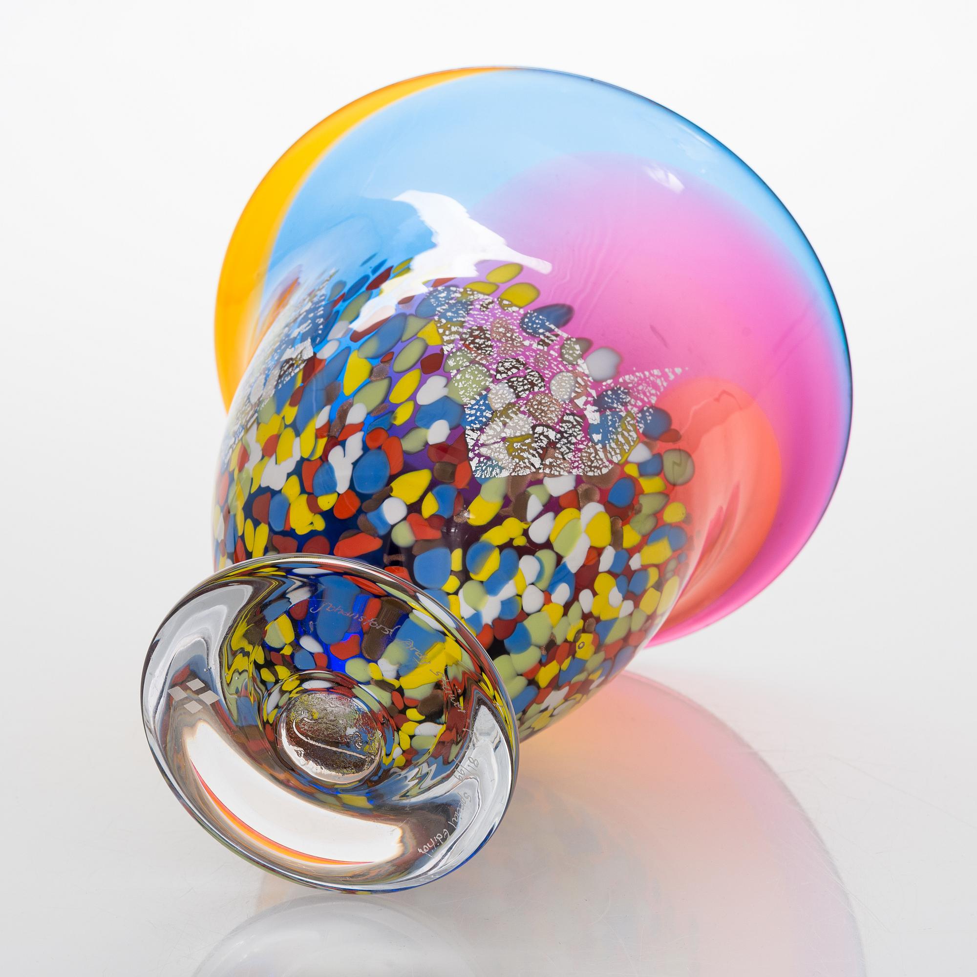 Ardy Strüwer, vase and bowl, signed, Johansfors.