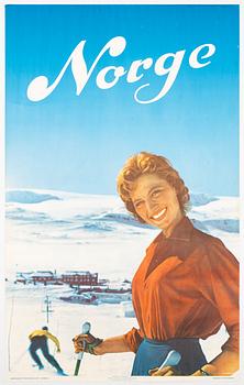 A vintage poster, 'Norge', Landslaget for reiselivet i Norge, Norges Statsbaner, 1959.
