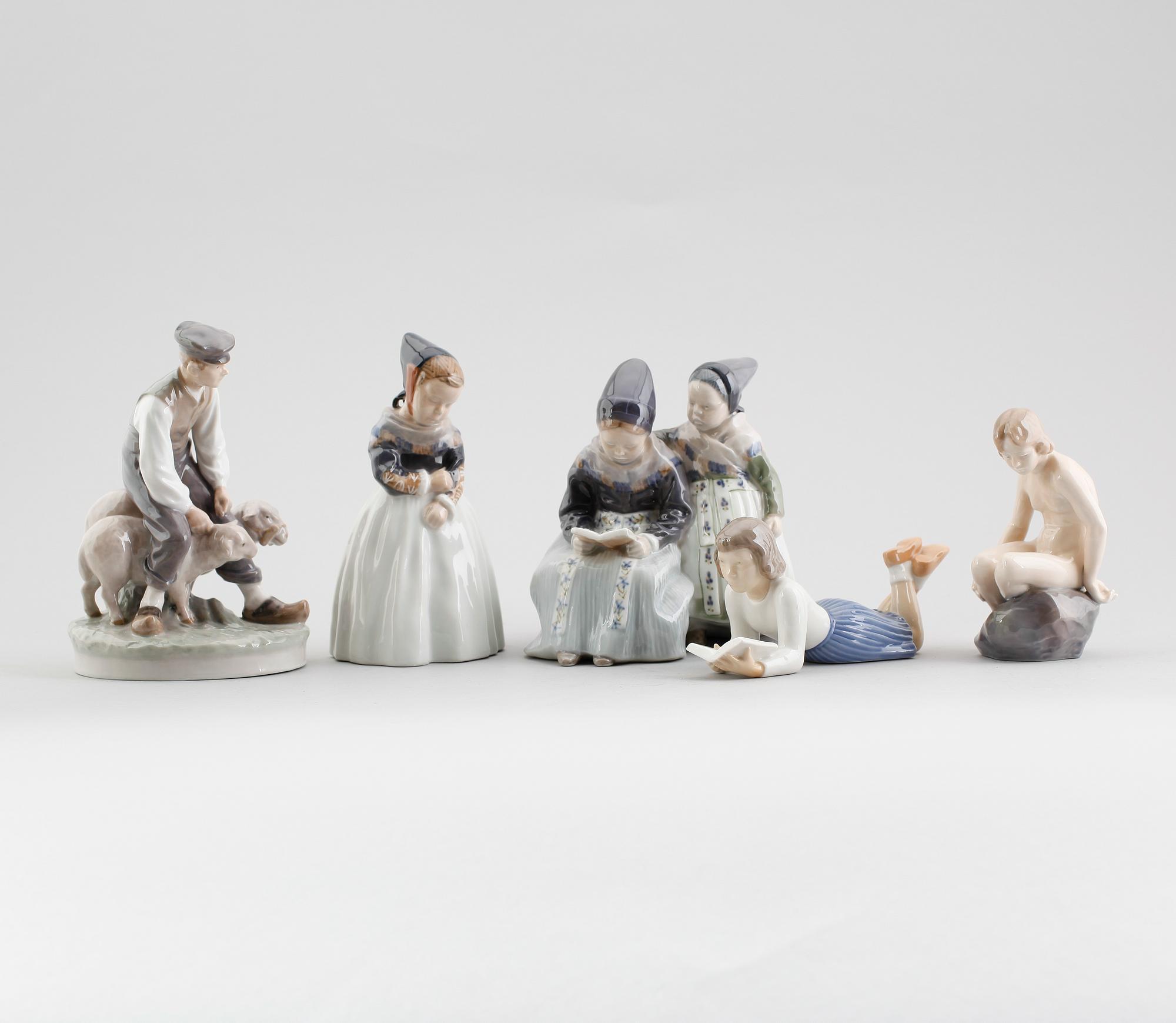 FIGURER, 5 st, porslin, Royal Copenhagen samt Bing & Gröndahl.