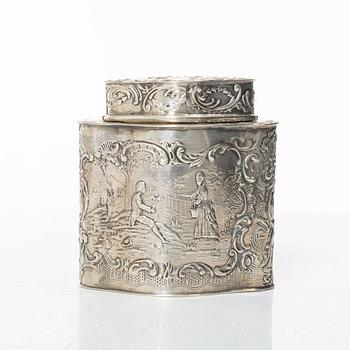 A sterling silver tea caddy, 20th Century.