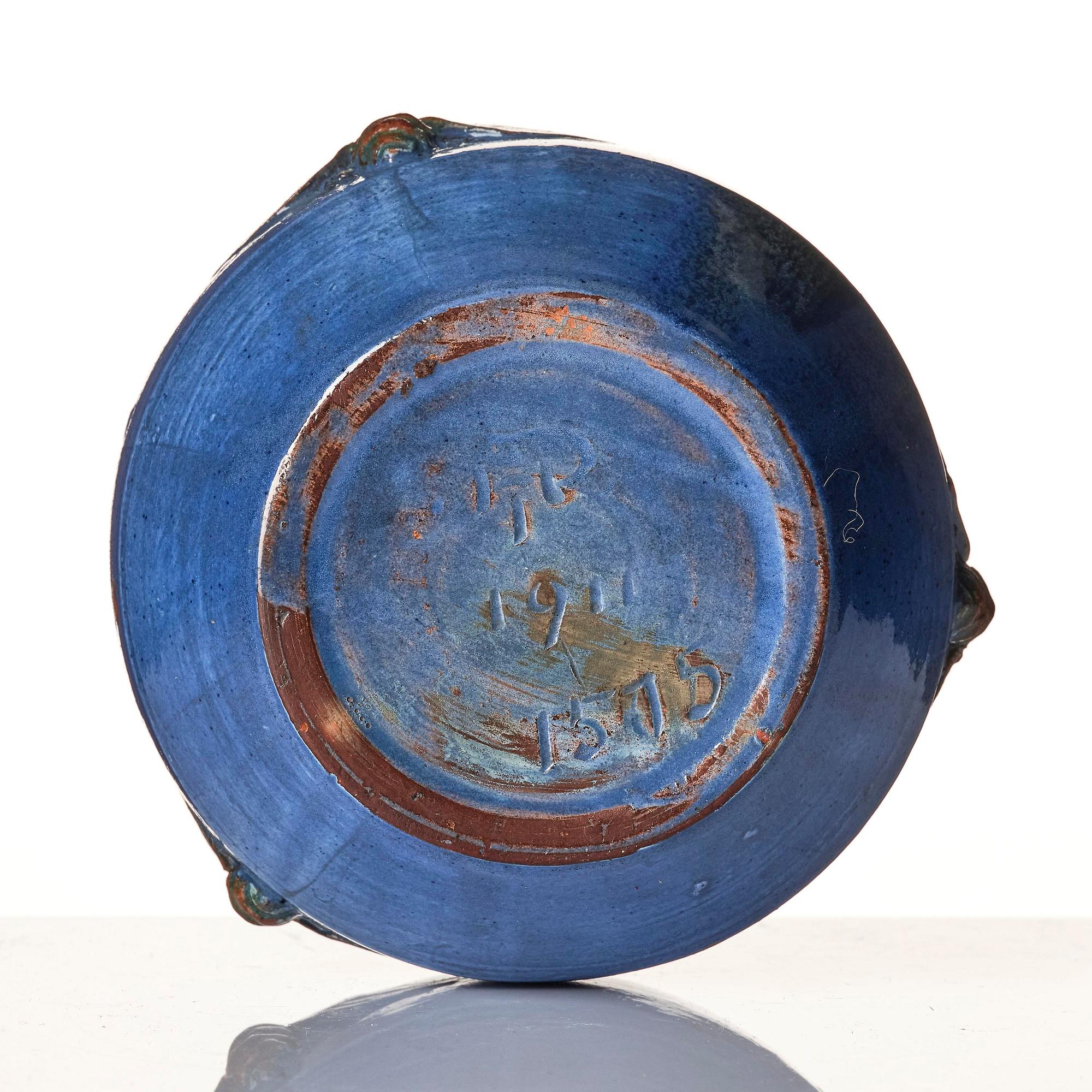 Hilma Persson-Hjelm, a glazed earthenware art nouveau vase, executed in her studio, Arvika, 1911. No 1505.