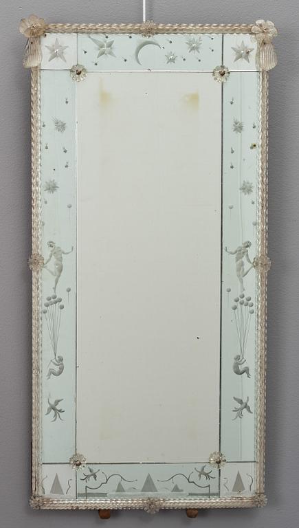 SPEGEL, glas. Venetiansk stil, 1900-talets mitt.