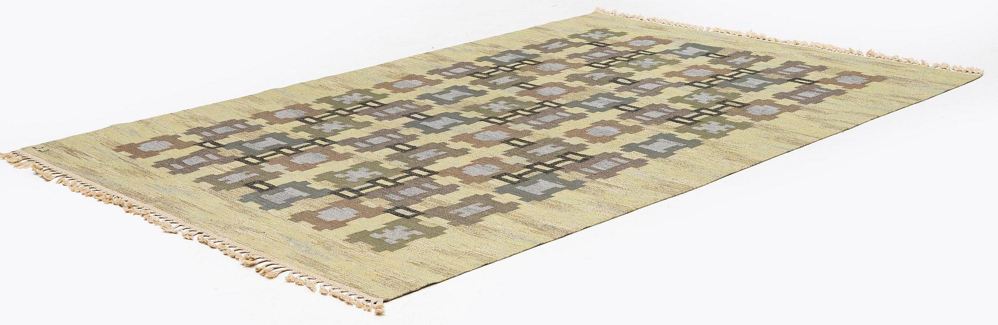 Judith Johansson, a carpet, 'Squares', flat weave, c. 286 x 200 cm, signed JJ.