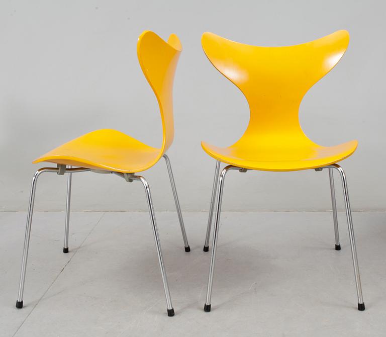 STOLAR, 6st, "Liljan / Måsen / Mågen", Arne Jacobsen, Fritz Hansen, 1979.