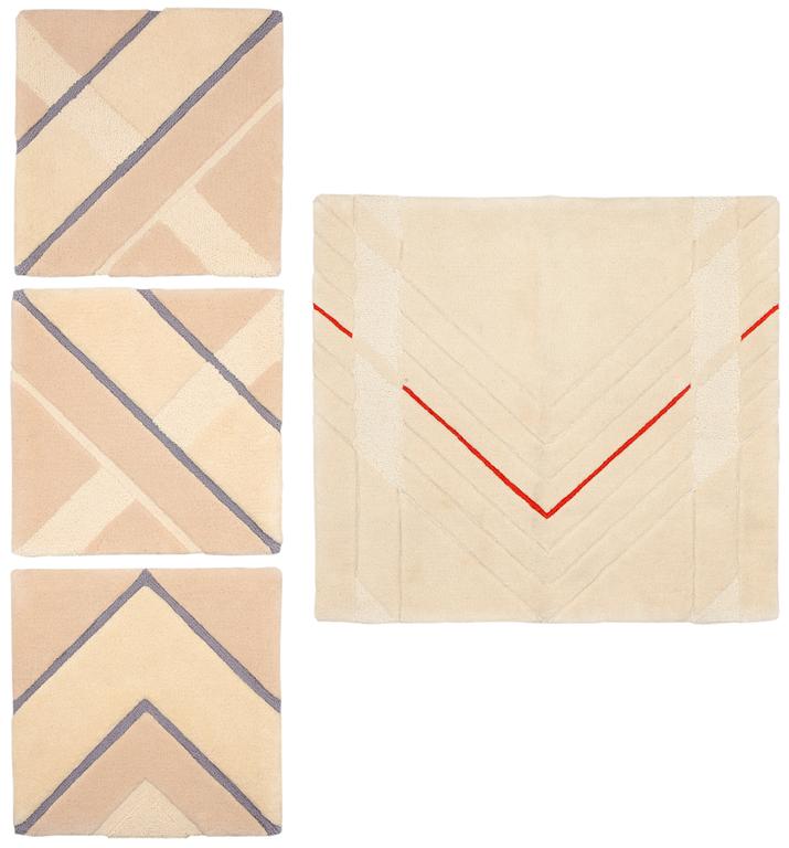 MATTA, 4 delar. Handtuftad i relief. 118,5 x 119 samt tre delar 74,5 x 74 cm var. Berit Woelfer, Kasthall Ateljé AB.