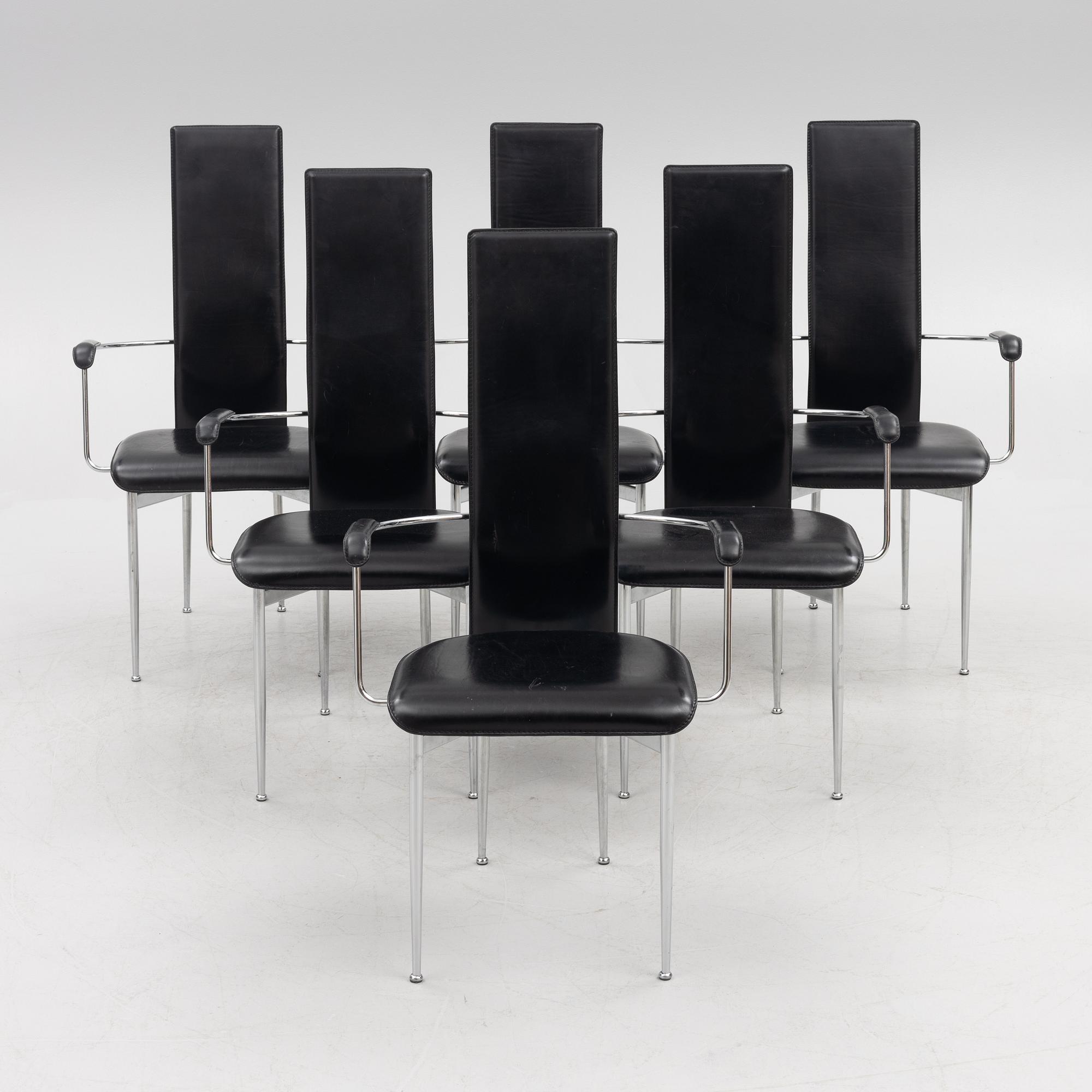 Giancarlo Vegni & Gianfranco Gualtierotti, a set of six chairs, Fasem, Italy.