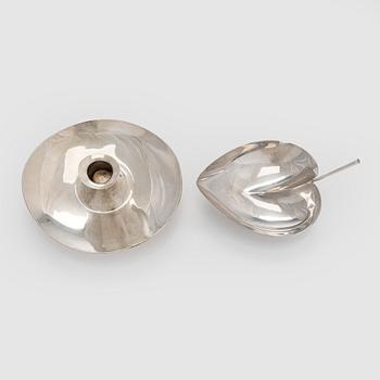 Tapio Wirkkala, a silver bowl and candlestick, Kultakeskus, Hämeenlinna 1956, and Hopeatehdas Helsinki 1952.