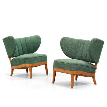 Otto Schulz, a pair of upholstered easy chairs, Boet, 1940's.