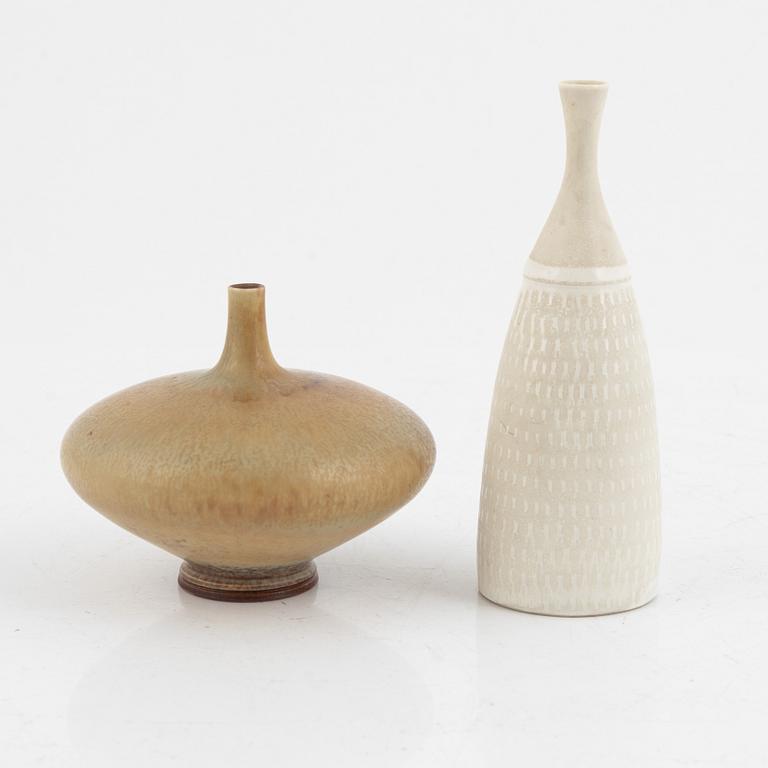 Stig Lindberg, Berndt Friberg, 2 vases, stoneware, Gustavsberg studio.