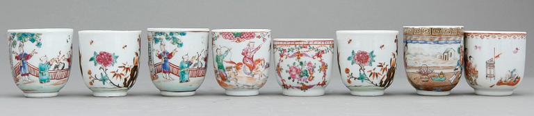 KOPPAR, 8 st, porslin, Qianlong, Kina 1700-tal.
