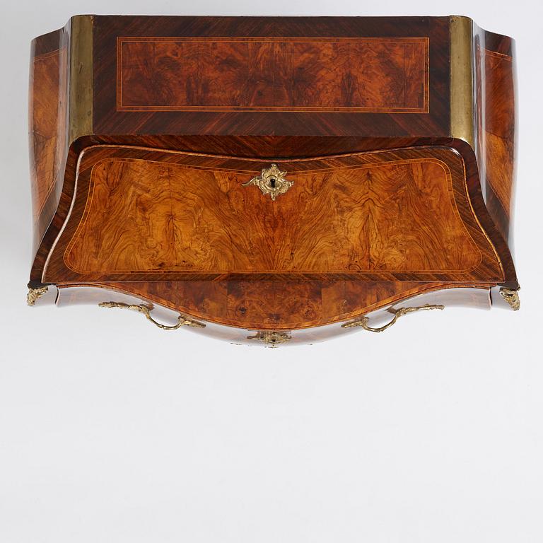 A rosewood, walnut, and gilt brass-mounted rococo secretaire by J. H. Reimers (master in Stockholm 1754-73).