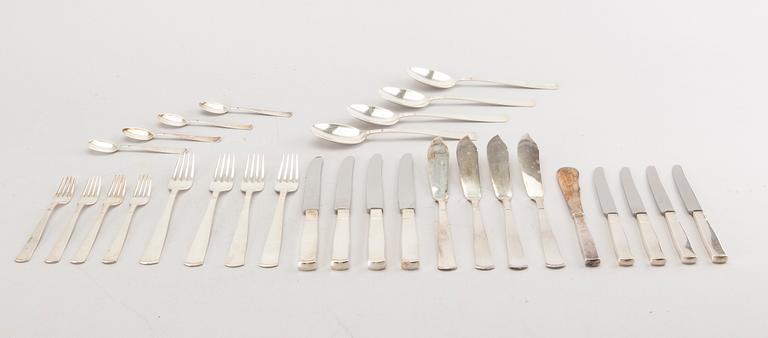 A set of Rosenholm silver cutlery, 108 pieces. Total weight incl. steel blades app. 3200 gram.