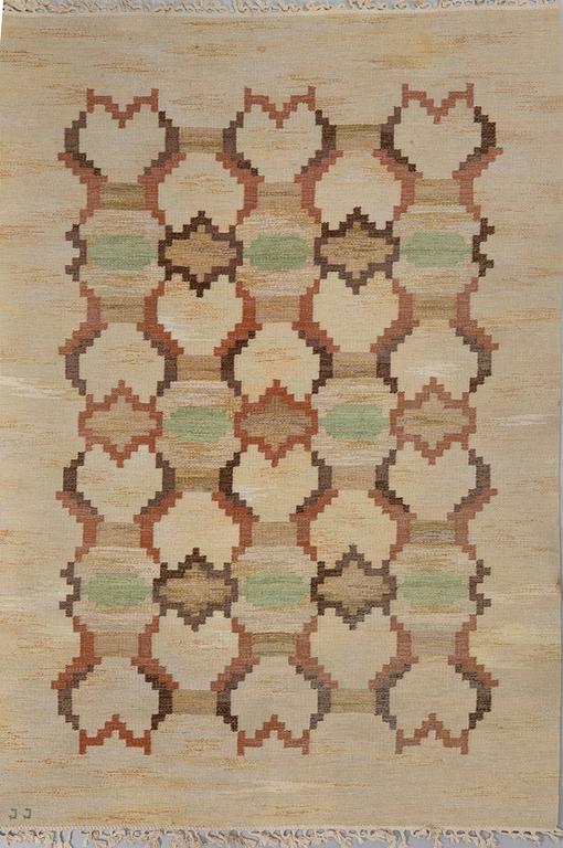 Judith Johansson, a "Bästhult", flat weave, c 244 x 170 cm, signed JJ:.