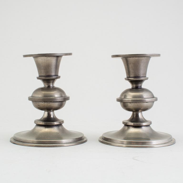 A pair of pewter candlesticks by Edvin Ollers, Stockholm 1950s.