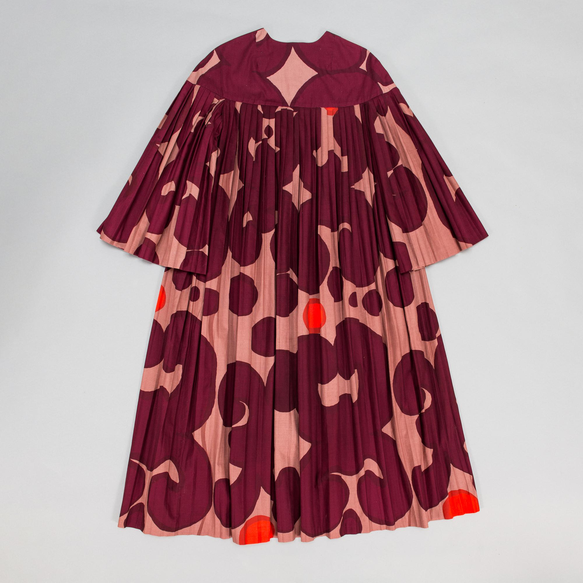 Marimekko, pleated dress, print "Keidas", by Annika Rimala, 1967.