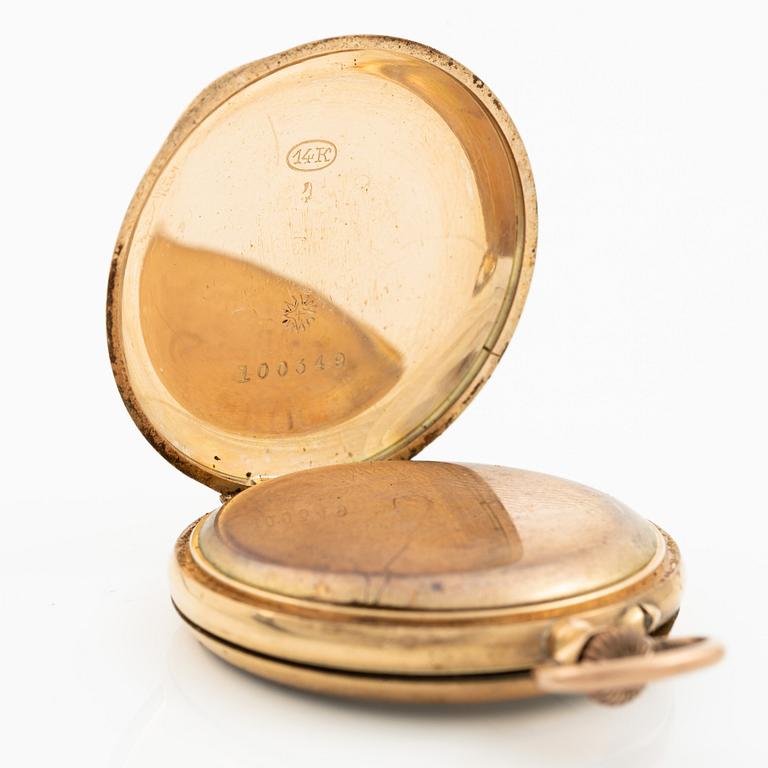 Pocket watch, 14K gold, 36 mm.