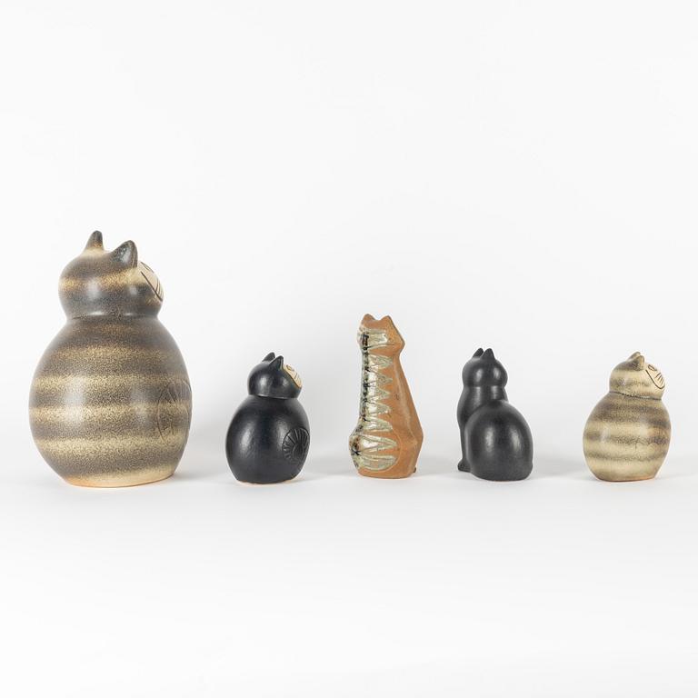 Lisa Larson, a set of five stoneware figurines, K-Studion and Gustavsberg.