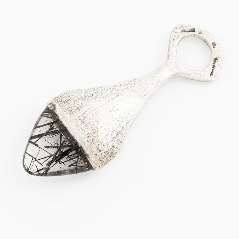 PA Lundahl-Terrs, a pendant in silver with rutilated quartz, Växjö 1966.