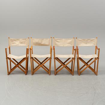 Mogens Koch, a set of four folding chairs, Kado, late 20th century.