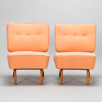 Oiva Parviainen, fåtöljer, ett par, "Susanna" Lahden Lepokalusto, Finland, 1950-tal.