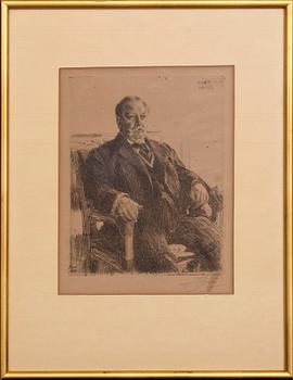Anders Zorn, etsning, 1911, signerad.
