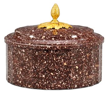1086. Swedish Empire porphyry butter box.