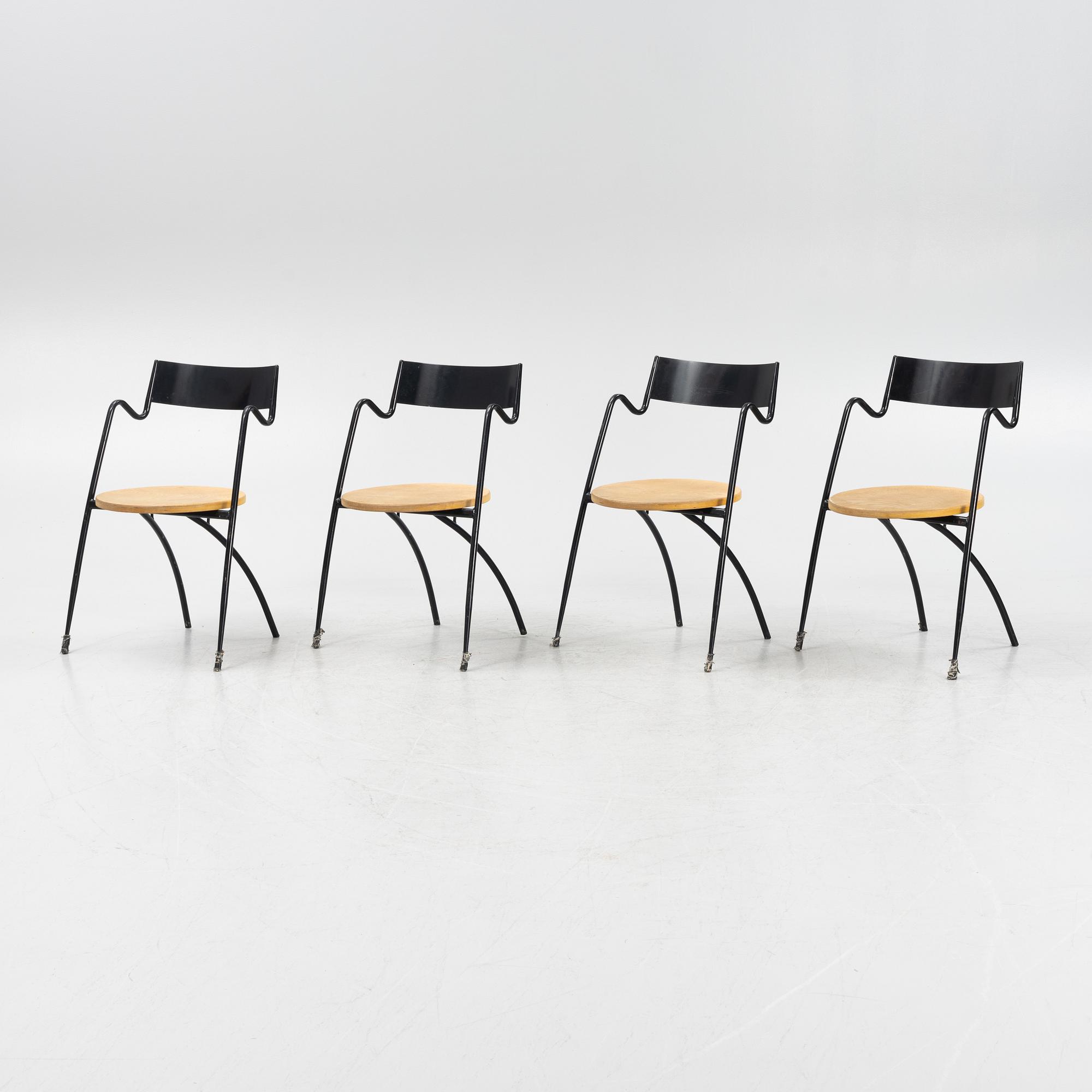A set of four café chairs, probaly French.