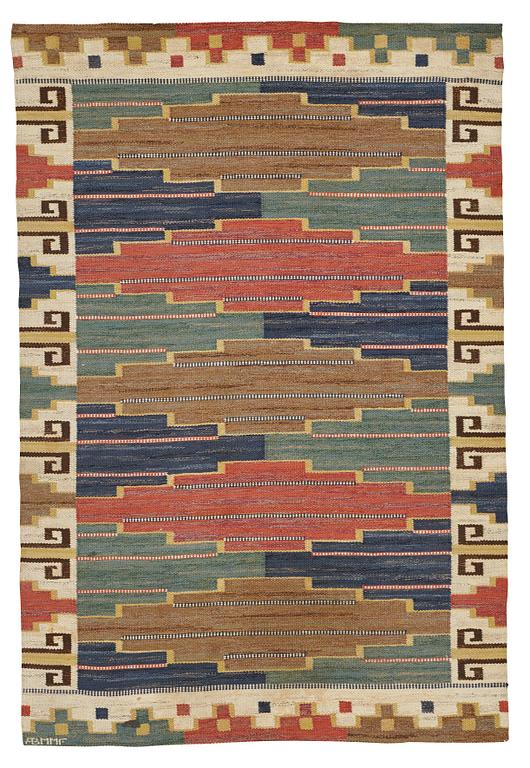 Märta Måås-Fjetterström, Matto, "Blå heden", flat weave, ca 218,5-222 x 148,5 cm, signed AB MMF.