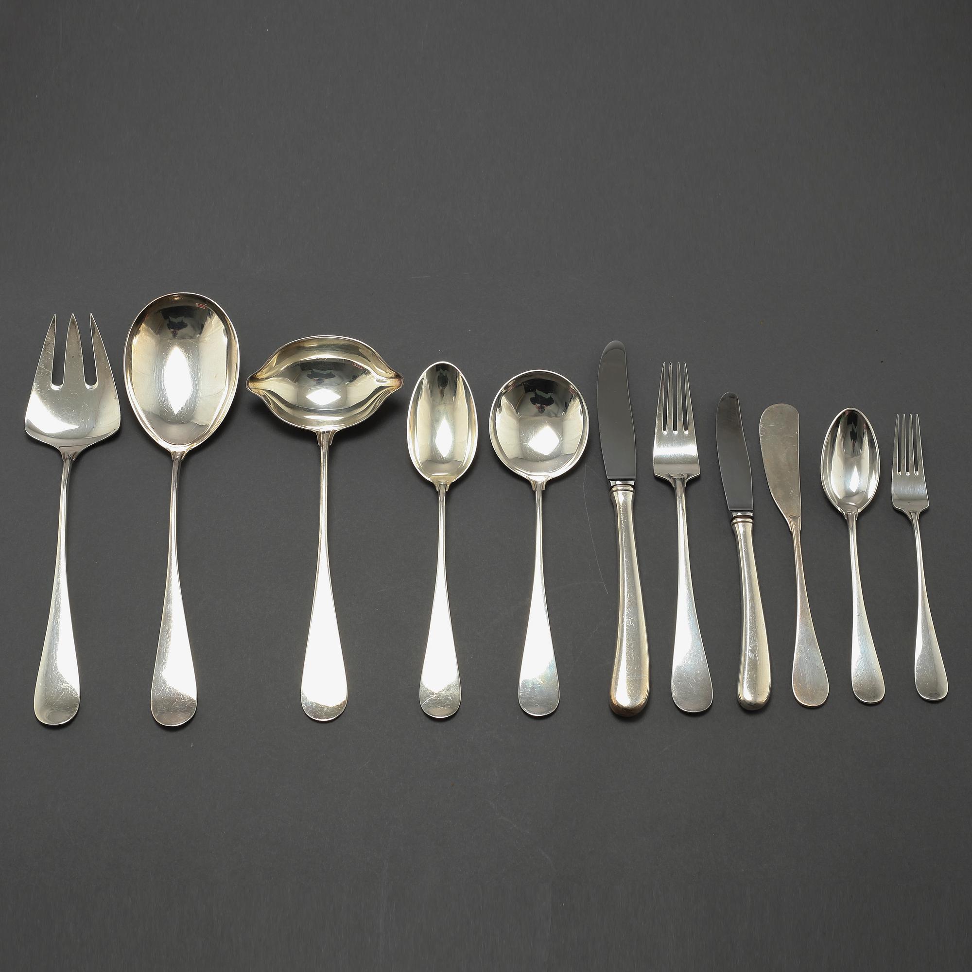 BESTICKSERVISDELAR, 74 st, silver, "Ida", Ole Hagen, A Michelsen, Danmark, 1900-talets andra hälft.