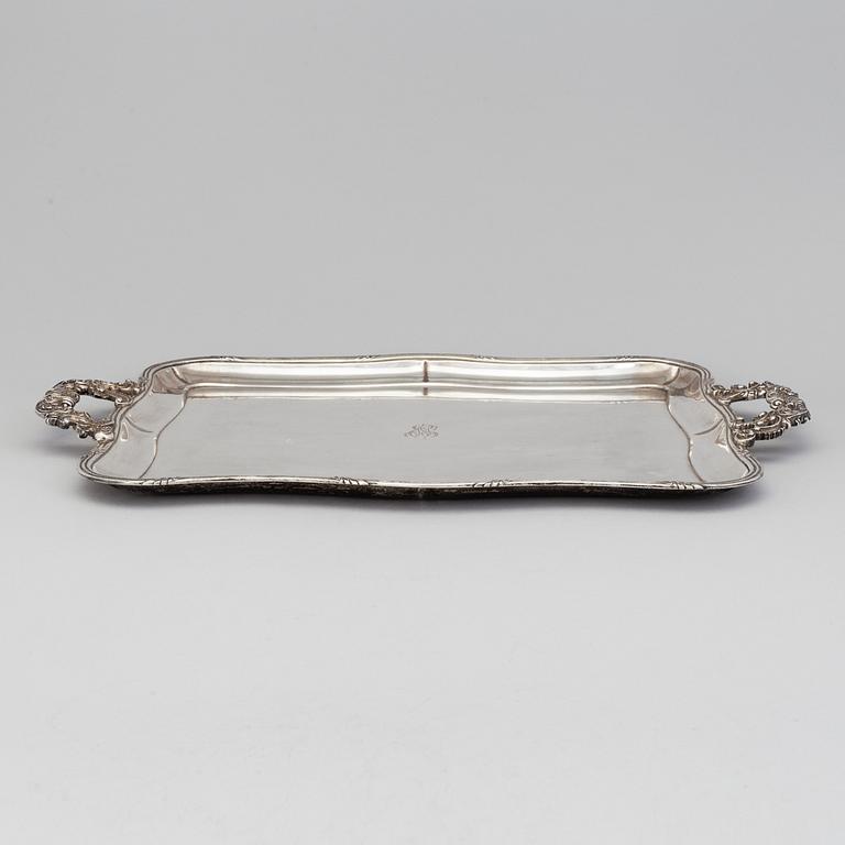 A Russian silver tray, marked Nichols & Plinke, St. Petersburg 1838.