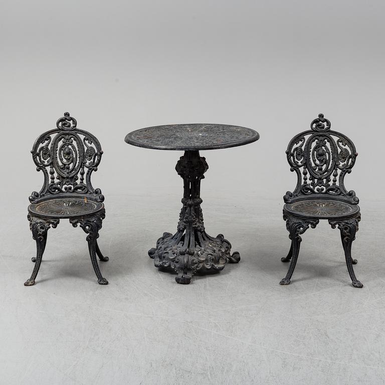 TRÄDGÅRDSMÖBEL, 3 delar, gjutjärn, 1900-tal.
