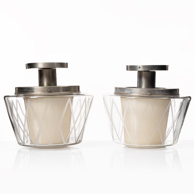 Harald Notini, taklampor, ett par, modell "11197", Arvid Böhlmarks Lampfabrik, Stockholm, 1940-tal.