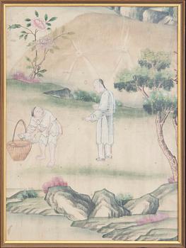 A piece of a Chinese wall paper, 18/19th Century.