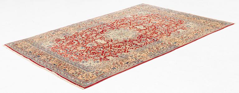 A part silk Nain Tuteshk carpet, ca 223,5 x 157,5 cm.