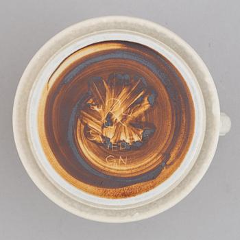 Gunnar Nylund, a set of 2 double" stoneware pots, model UB and a bowl, Rörstrand, Sweden 1940's.