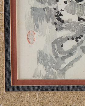 Kono Bairei, threeJapanese coloued woodblock prints, second half of the 19th century.