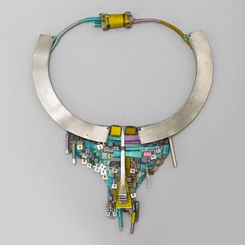 SONJA HAHN-EKBERG, a a textile and steel necklace, Sweden 1970's.