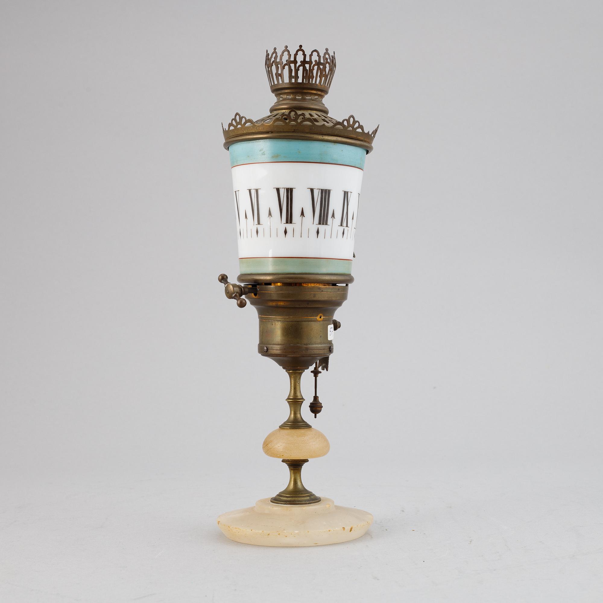 A night-light clock, late 19th century.