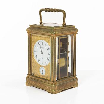 A gilt bronze carriage clock of French manufacture, the dial mark Linderoth, Stockholm, late 19th century/circa 1900.