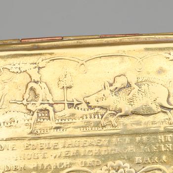 KALENDERDOSOR, 4 st mässing, 1700-tal samt 1800-tal.