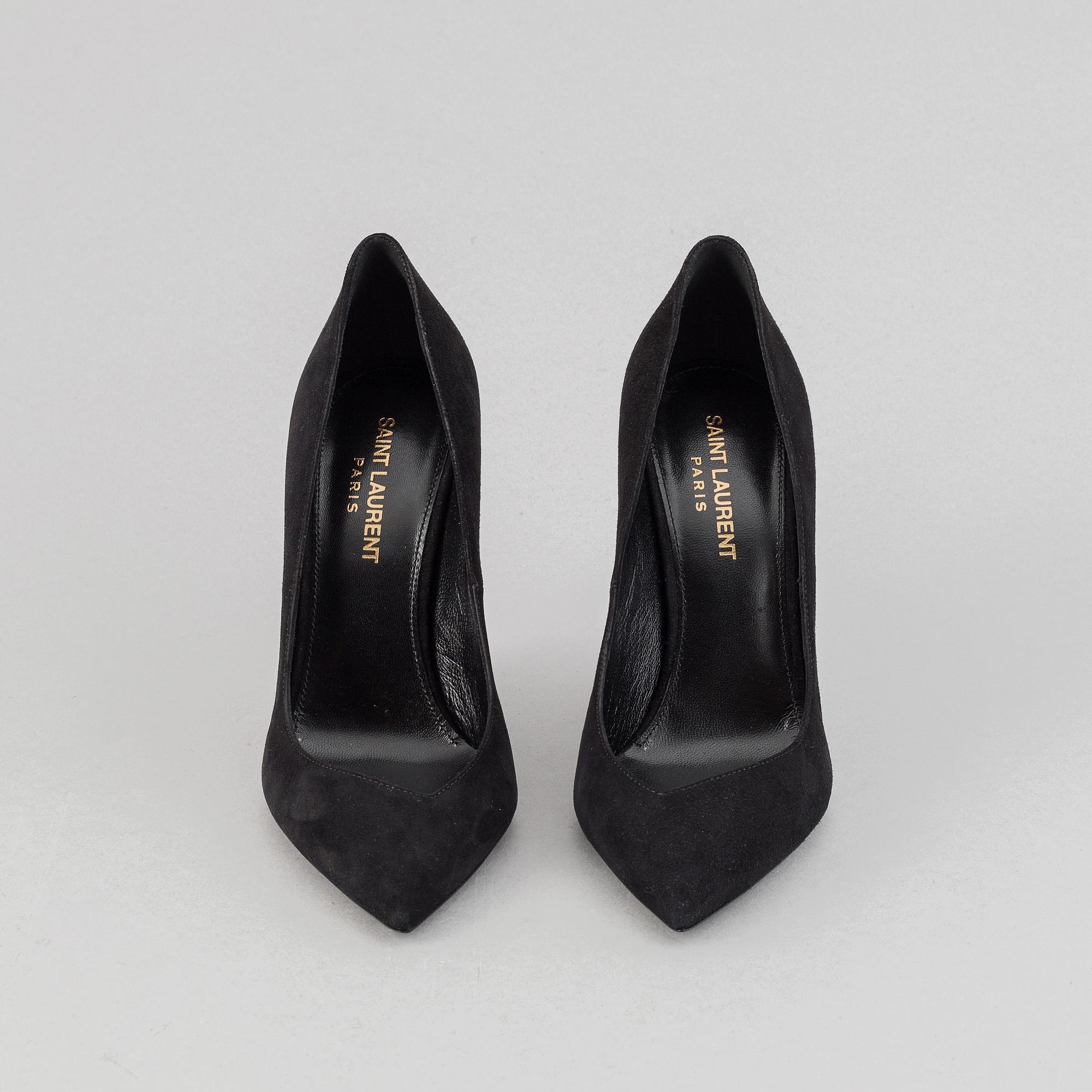 Yves Saint Laurent, a pair of black suede shoes, size 36½.