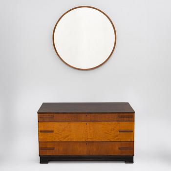 Svenska Möbelfabrikerna, a 1930s "Svea" bureau and mirror, Bodafors.