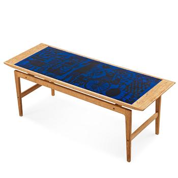 A Stig Lindberg & David Rosén Swedish Modern enamel top sofa table, Gustavsberg & Nordiska Kompaniet, 1959.