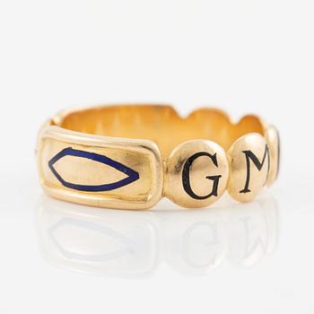 Pocket watch, H. Runsten Stockholm, lever escapement, including a ring in 18K gold.