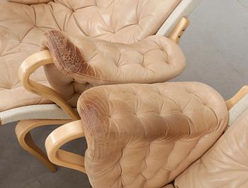 FÅTÖLJ och FOTPALL, ett par, "Pernilla", Bruno Mathsson för DUX.