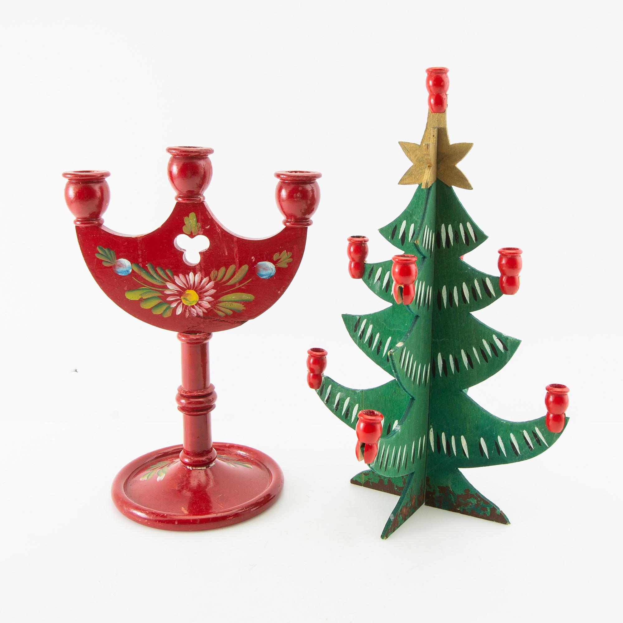 Candelabras/Candle holders 8 pcs 20th century painted wood,