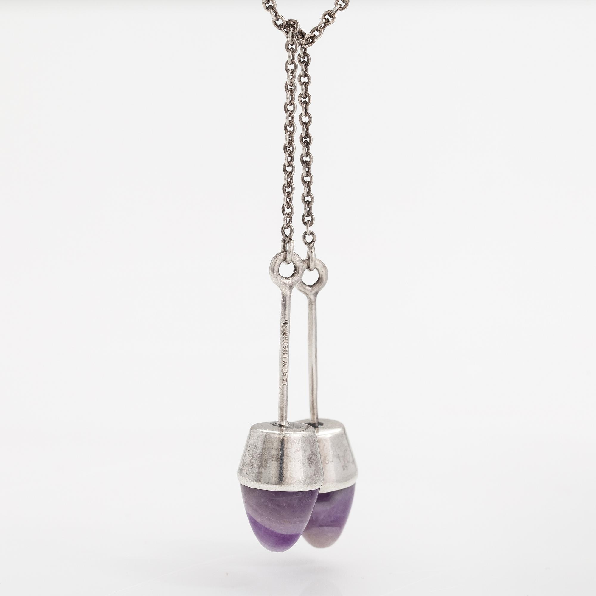 Elis Kauppi, A silver necklace with amethysts. Kupittaan kulta, Turku 1961.