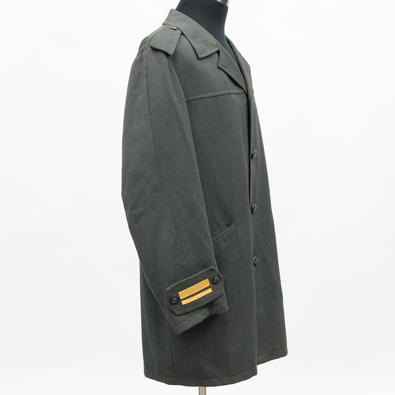 Five Finnish uniform overcoats, second half of 20th Century.
