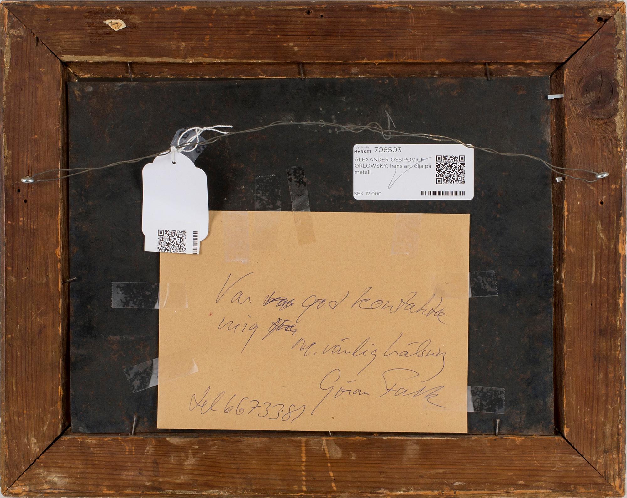 ALEXANDER OSSIPOVICH ORLOWSKY, hans art, olja på metall.